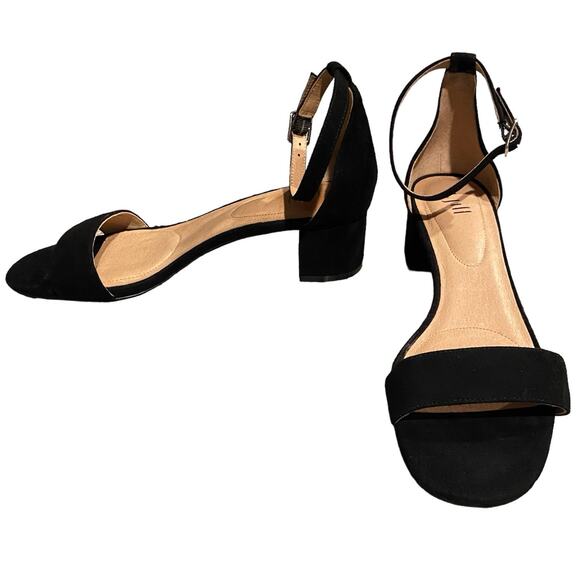 J. Jill Ariane Suede Open Toe Shoe Women's 7 M Classic Black Ankle Strap Sandal - Picture 1 of 13